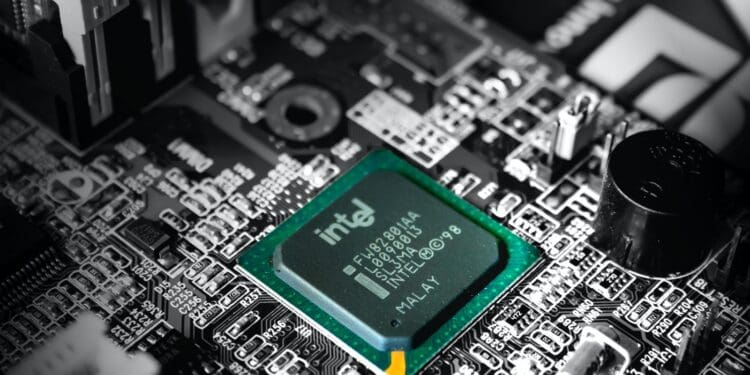 Intel computer processor in selective color photography