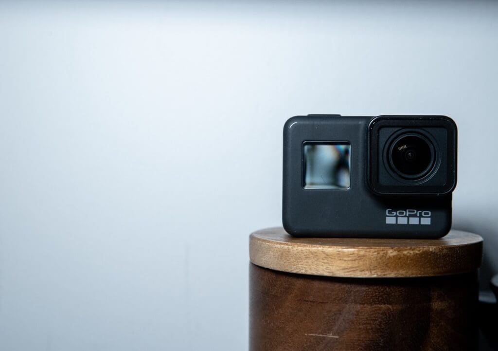 GoPro HERO on brown table