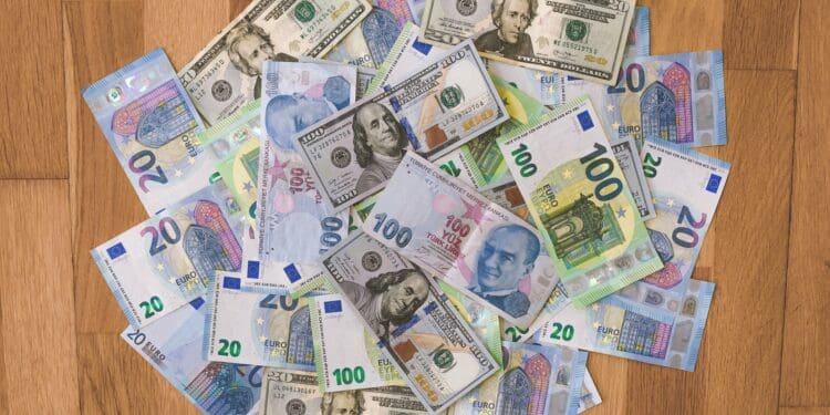 10 and 20 banknotes on brown wooden table