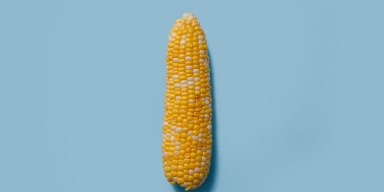 corn on teal surface