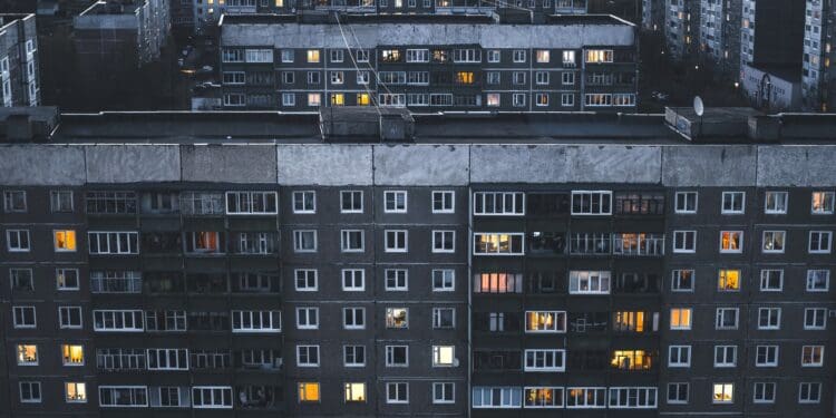 aerial photography of grey painted building