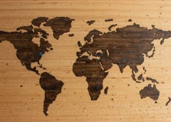 brown wooden map board