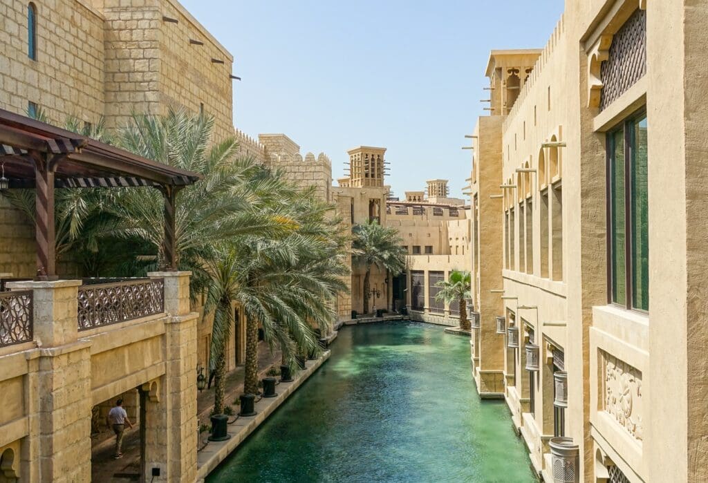 body of water near houses