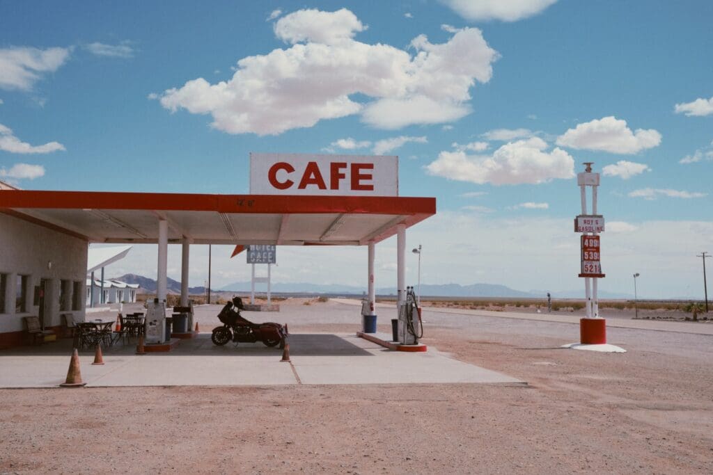 cafe and gasoline station