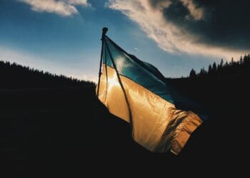 blue and yellow striped country flag