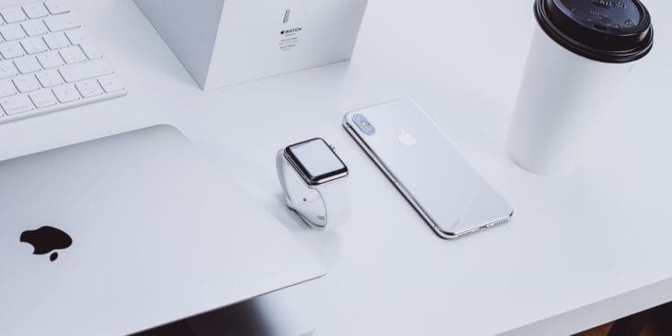 Apple products on table