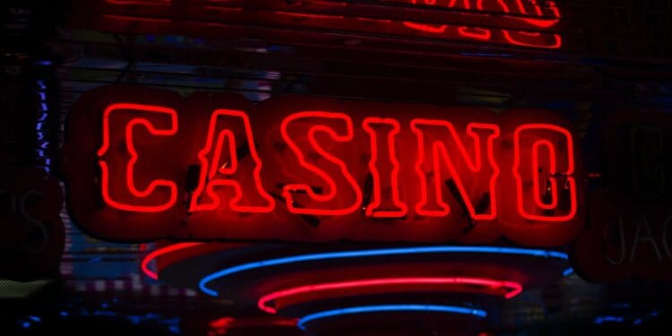 red Casino neon sign turned on