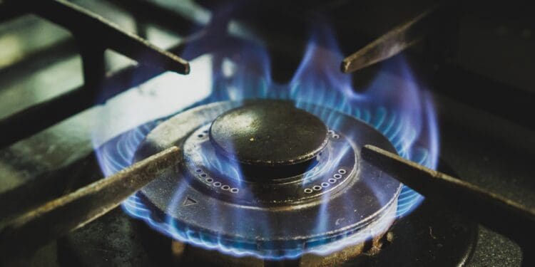 black and white gas stove