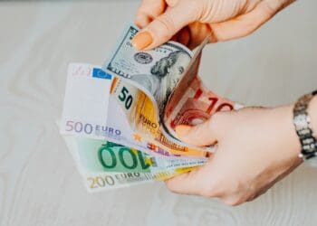 person holding 100 euro bill