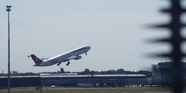 passenger plane about to take-off