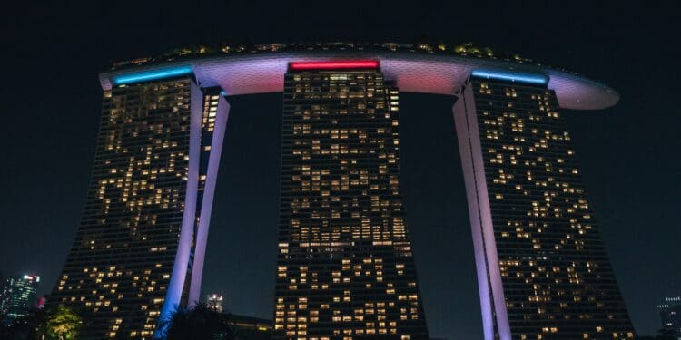 blue and red stadium during night time