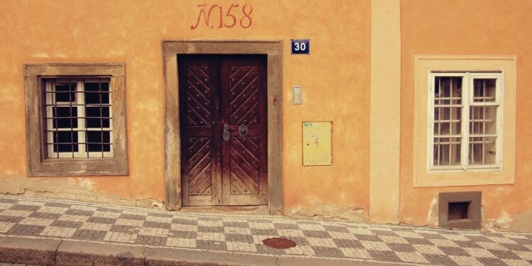 closed door near window