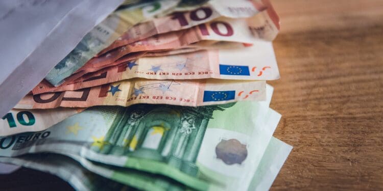Corruption loves money. EURO banknote bank bill