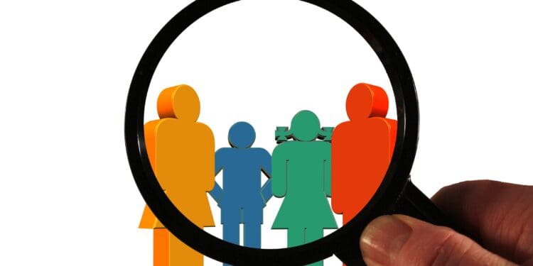 customer, family, magnifying glass