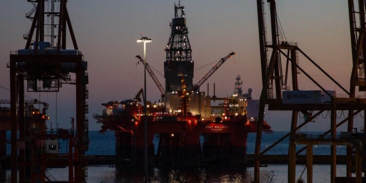 Dock with West Bollsta semi-submersible drilling rig (a vessel in the Oil service segment) on the Tenerife island during sunset.P.S. If you like my work and want to support me, there is an option to buy a coffee (paypal link in profile). Thank you!