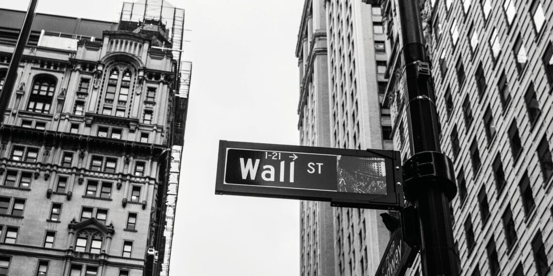 monochrome wall street sign