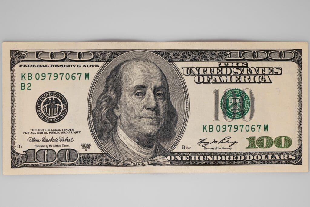 One hundred dollars, detailed dollar banknote