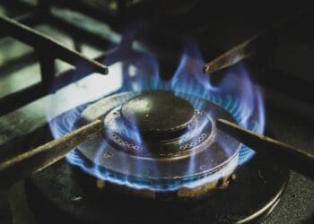 The old gas stove on fire