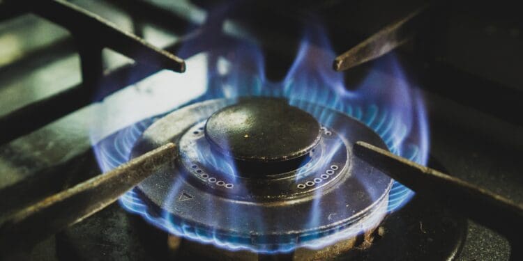 The old gas stove on fire