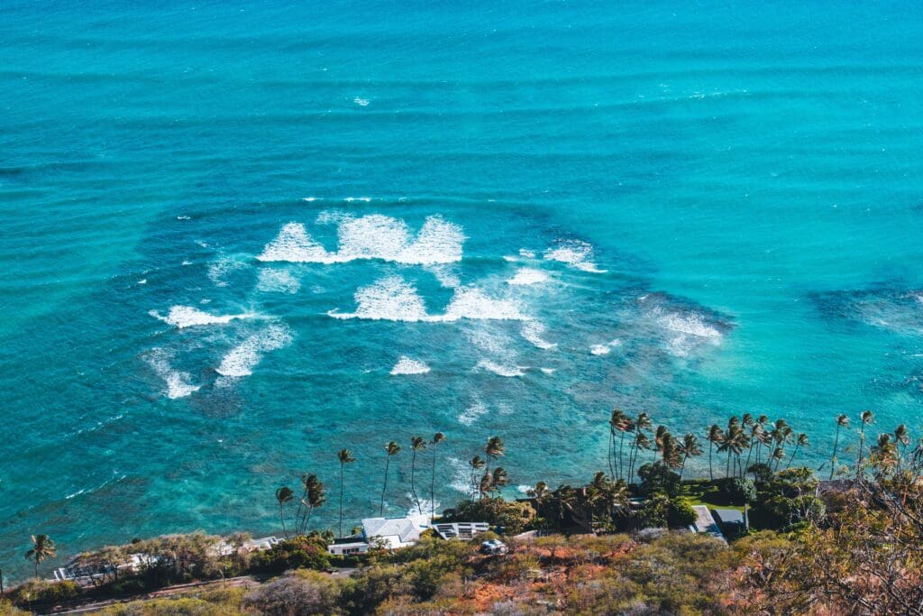 View from Diamond Head in Hawaii.