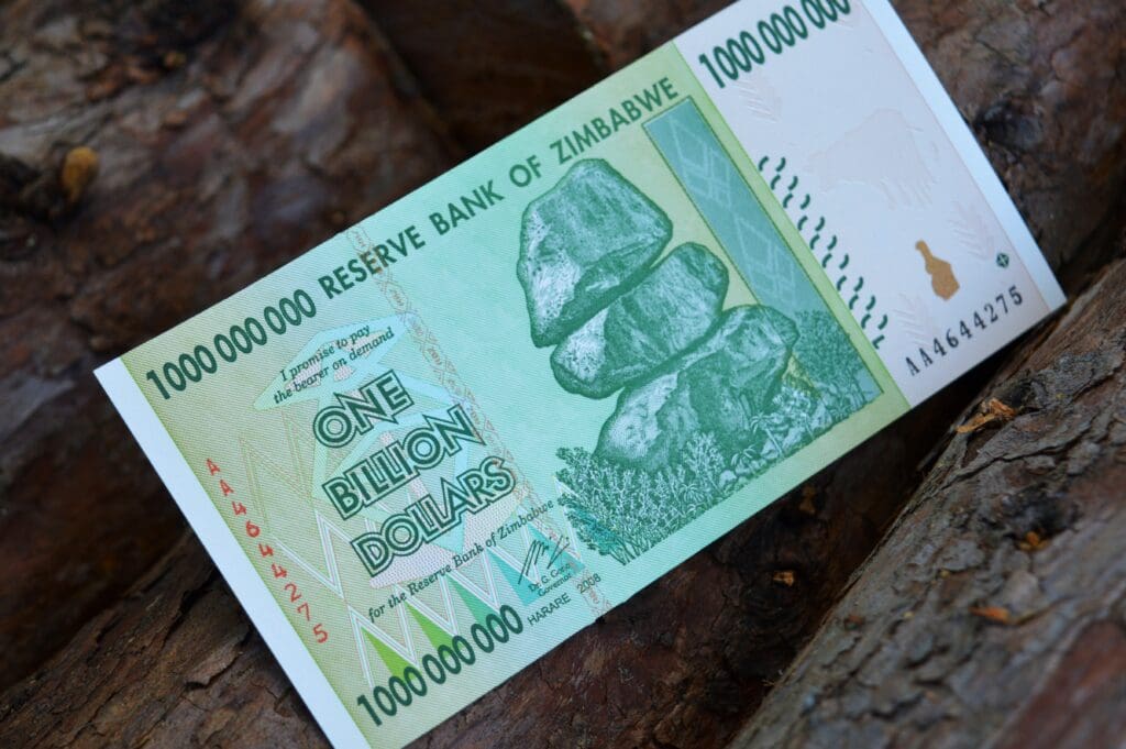 1 Billion Zimbabwe Dollar note.