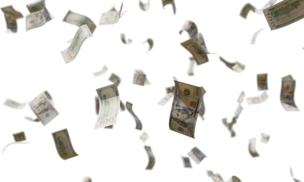 3D Render Dollar Money Rain
