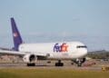 A FedEx 767 taxiing to cargo area at MSP.