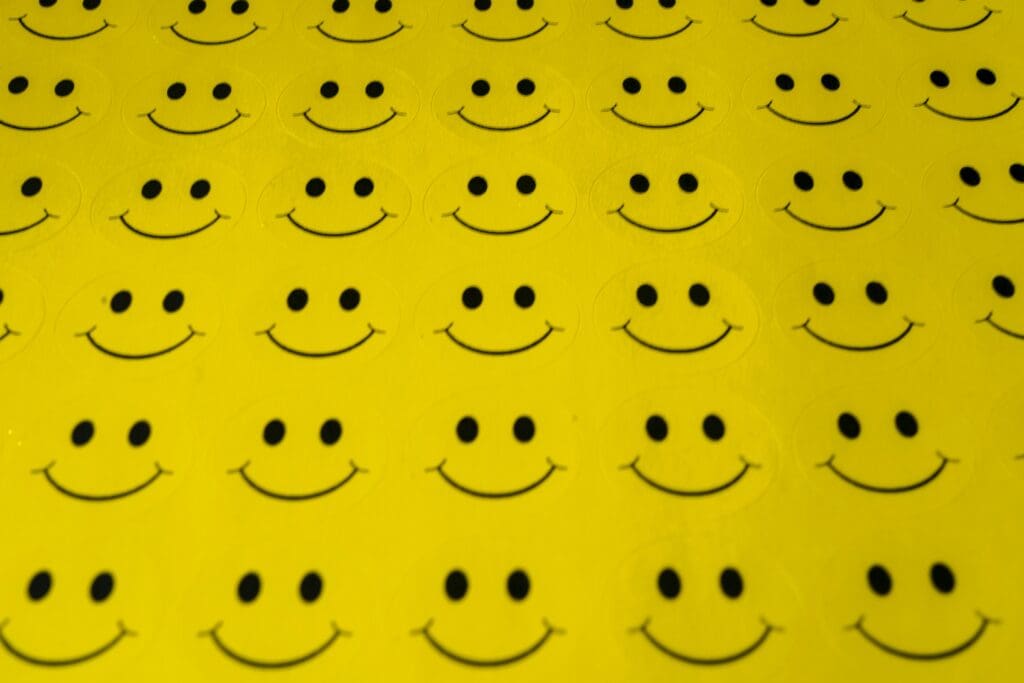 A set of yellow smiley stickers