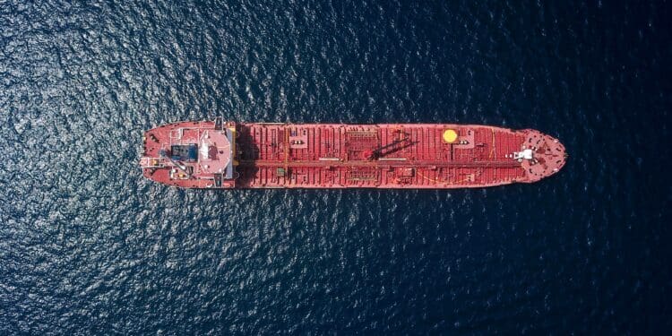 aerial photography of tanker ship