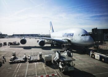 Airbus A380 in Lufthansa airport, Frankfurt