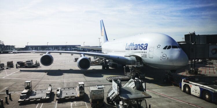 Airbus A380 in Lufthansa airport, Frankfurt