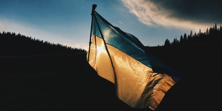 blue and yellow striped country flag