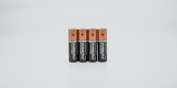 four Duracell batteries