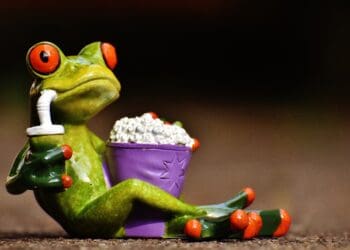 frog, movie theater, popcorn