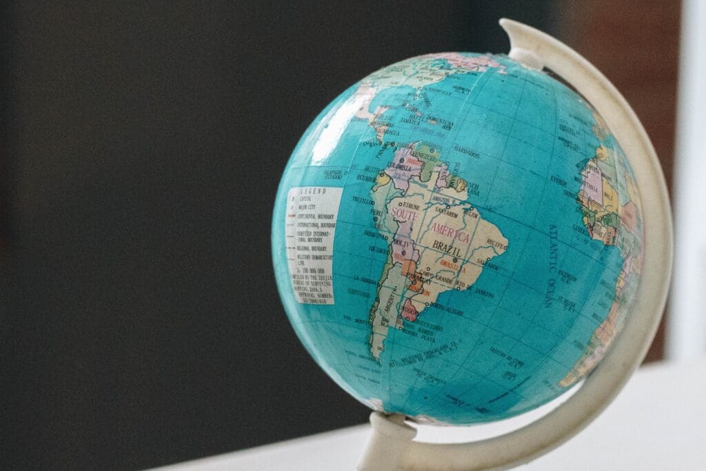 Globe: South america, Brazil.