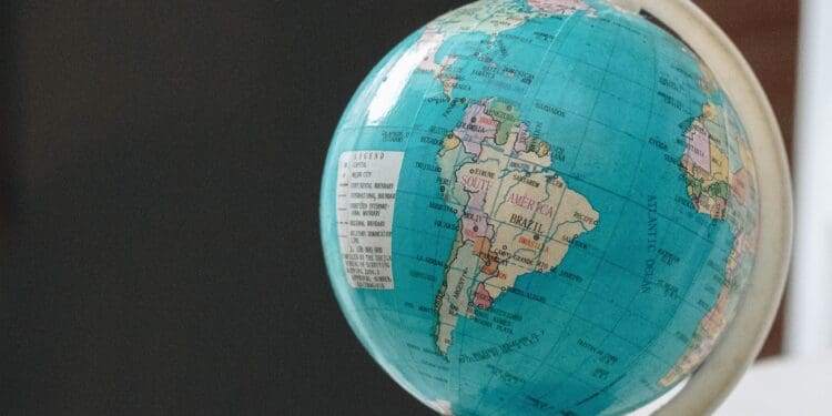 Globe: South america, Brazil.