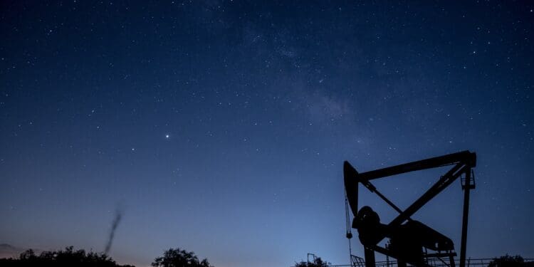 Oil Drill in Texas at night.
