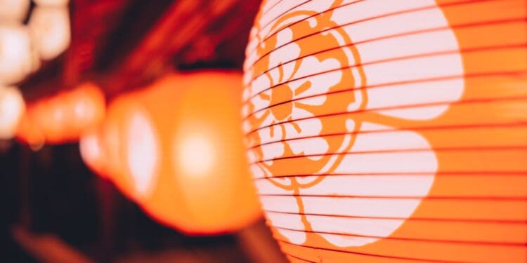 orange lantern in kyoto