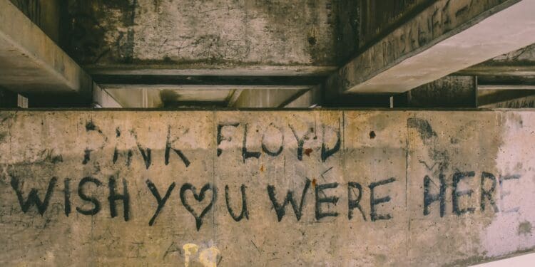Pink Flyod graffiti concrete board