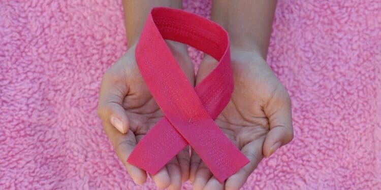 Pink ribbon for an awareness of Breast Cancer Day, October, 1, 2020