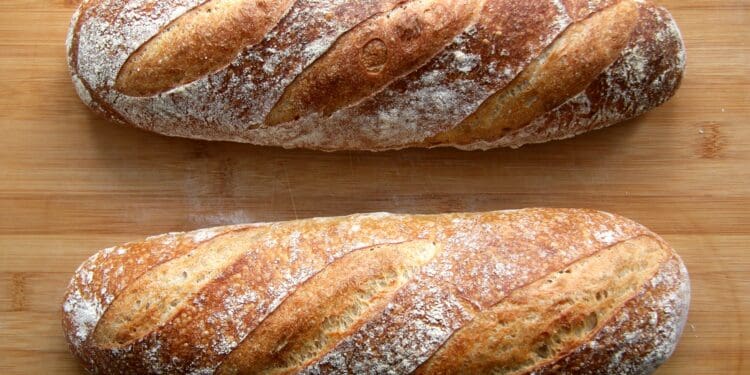 Sourdough bread loaves baking