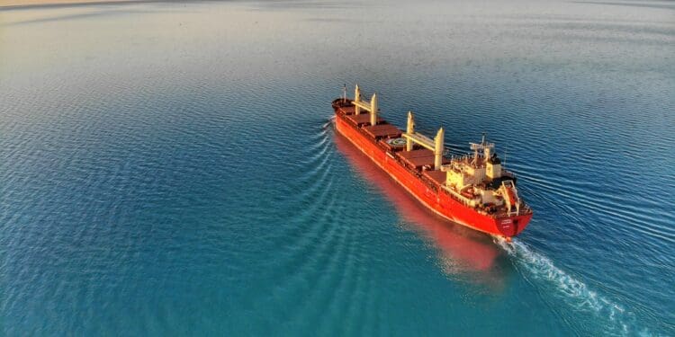 The bulk freighter, Federal Beaufort, leaves the St. Clair River and heads out into Lake Huron.