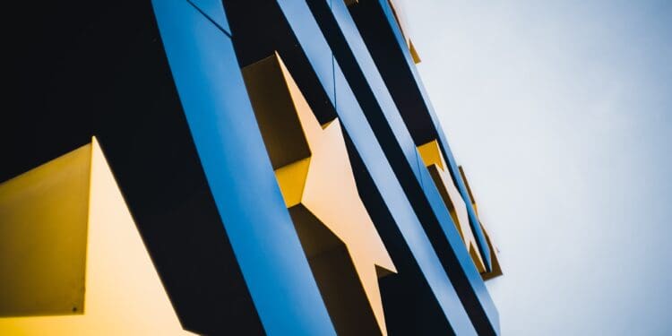 The giant Euro sign in front of the European Central Bank in Frankfurt am Main, Germany.