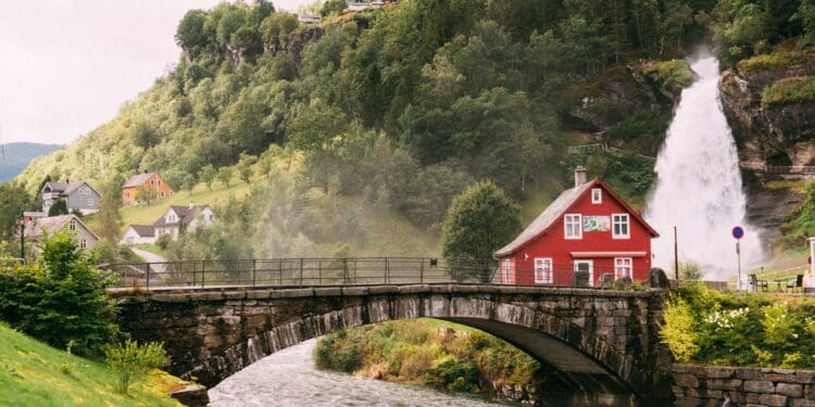 The view at Steinsdalsfossen in Norway