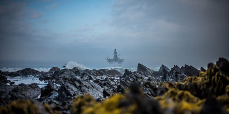 This oil rig was entering Cape Town harbour on a misty morning in Sea Point. The photo is taken from the Sea Point beach next to the Sea Point pool.