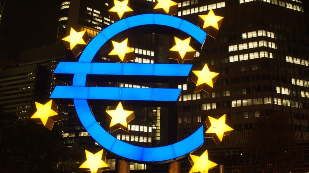 Euro in front of European Central Bank in Frankfurt