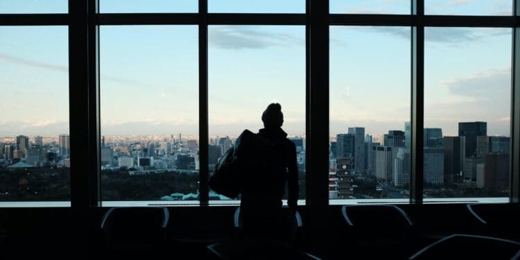 Staring out building windows