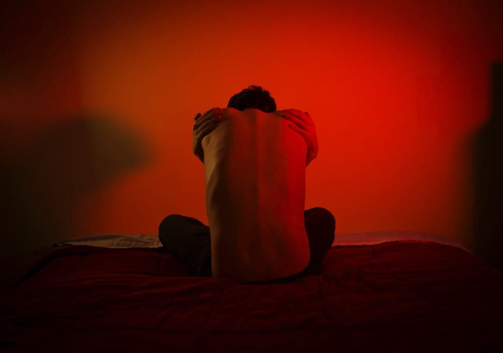 Alone and sad man in his room