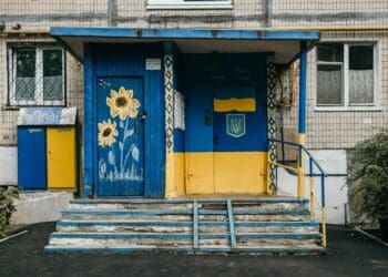 blue and yellow building
