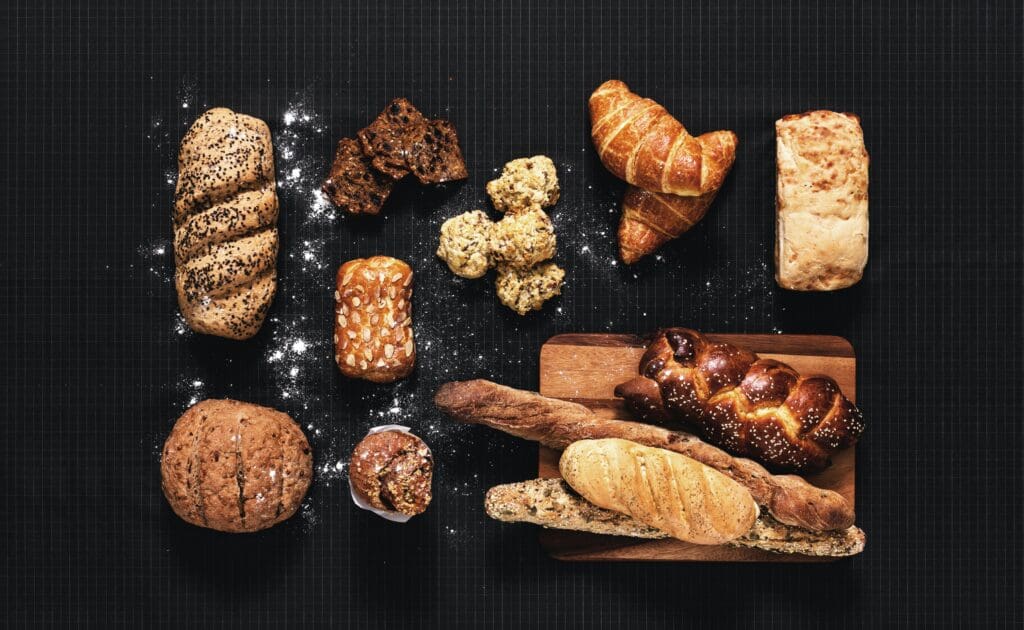 brown bread on black tray